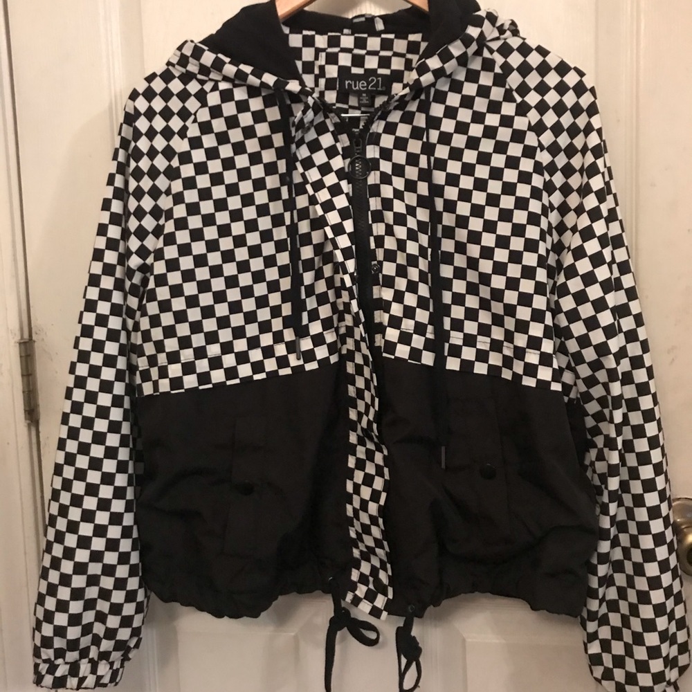 Checkered Colorblock Windbreaker